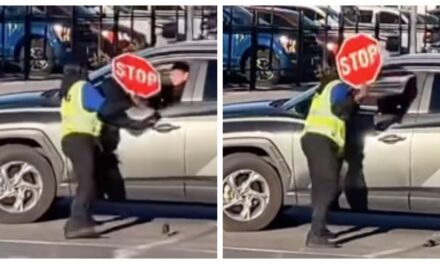 Parking Lot Attendant In Vegas Loses It, Hits Guy With Stop Sign Multiple Times Before Walking Off The Job