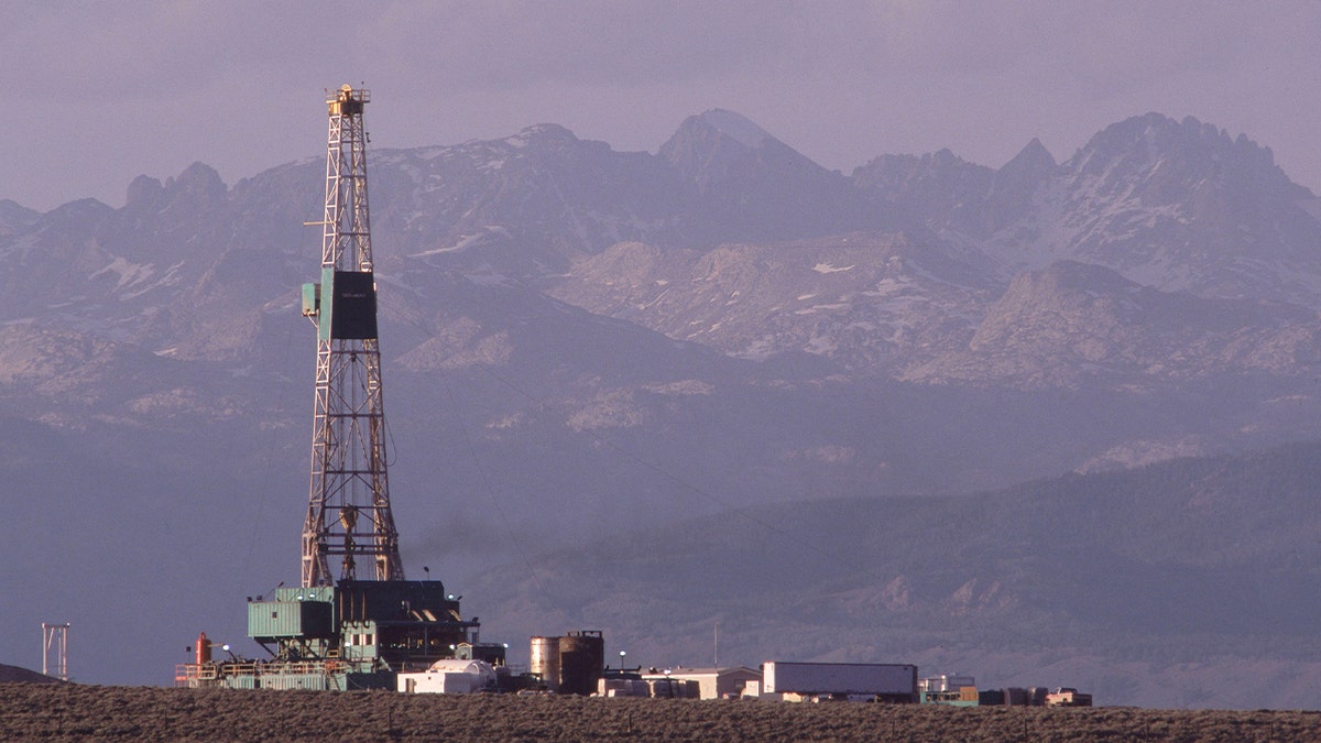 A natural gas drilling rig on federal land in the Powder River basin.