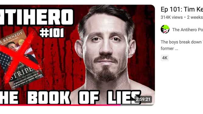 YouTube censors the thumbnail on The Antihero Podcast about Tim Kennedy. (Credit: Screenshot/YouTube)