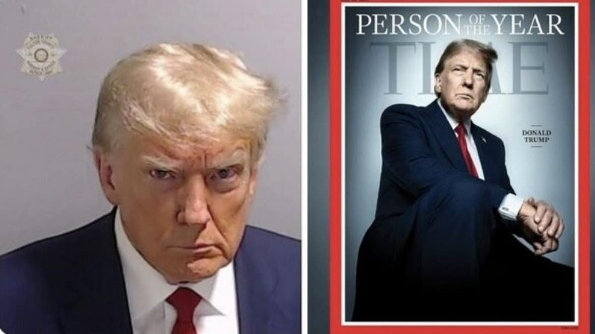 Trump's split of his mug shot and his person of the year cover