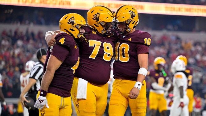 The Arizona State Devils face the Texas Longhorns in the Peach Bowl in the quarterfinals of the 2024-25 College Football Playoff New Year's Day. (Jerome Miron-Imagn Images)