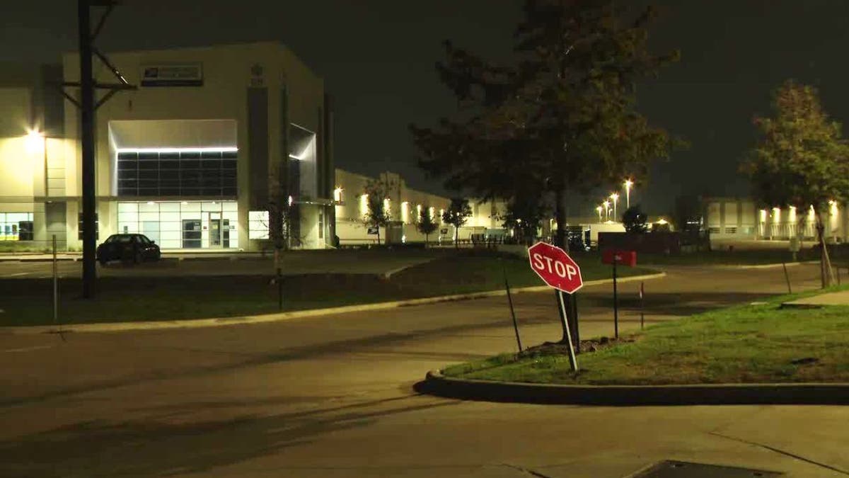 The USPS processing facility pictured late last night.