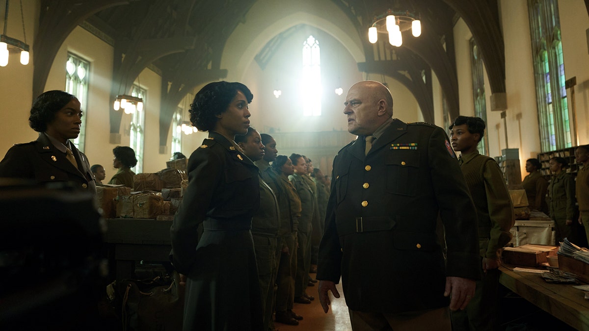 Kerry Washington appears as U.S. Army Maj. Charity Adams of the 6888th postal battalion in a scene from Netflix's 