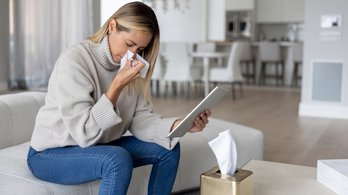 Woman with tissue