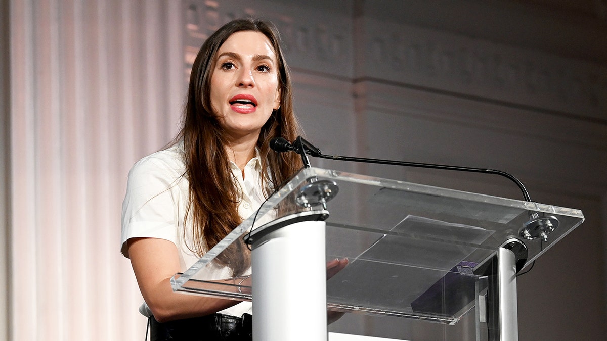 Senator Alessandra Biaggi speaks on stage at The 10th Annual First Ladies Luncheon on September 20, 2022 in New York City. (Photo by Slaven Vlasic/Getty Images for Fashion 4 Development)