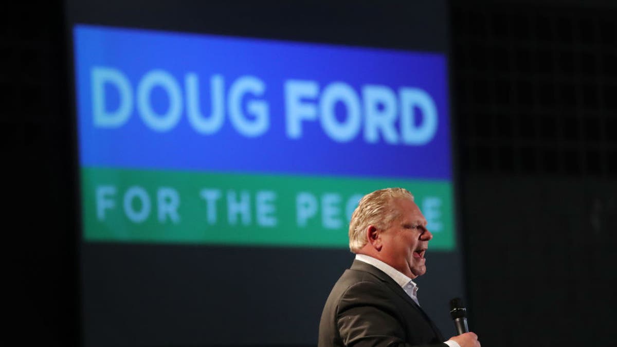 Doug Ford skips the Provincial Leaders debate hosted by the Black Community to campaign in Northern Ontario including this a rally attended by approximately 300 people at Cambrian College in Sudbury, on April 11, 2018.