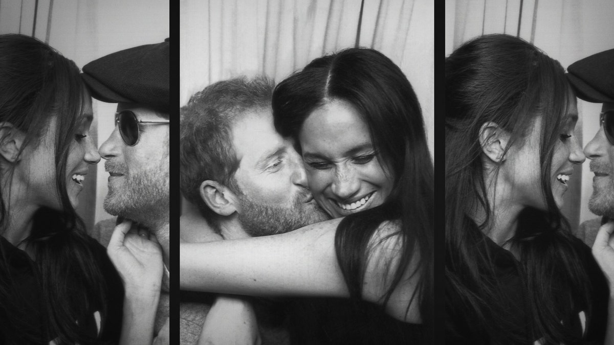 Prince Harry and Meghan Markle in a series of black and white photos promotion for their show 'Harry & Meghan'