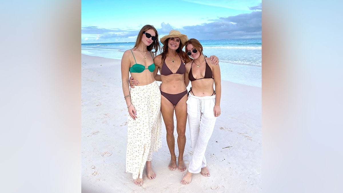 Brooke Shields at the beach in the Bahamas