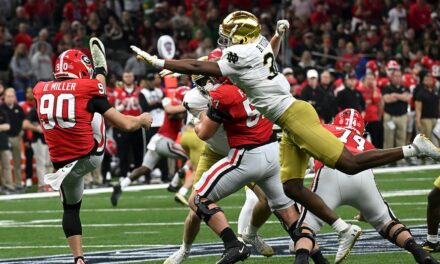 Notre Dame draws back-to-back running into the kicker penalties to open Sugar Bowl