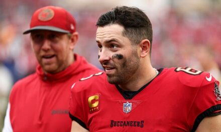 Baker Mayfield Tries Stepping Over Saints CB, Leading To Heated Exchange