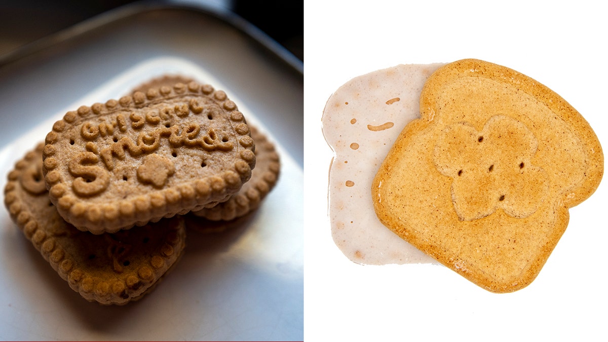 Split image of Girl Scout S'mores and Toast-Yay! cookies.