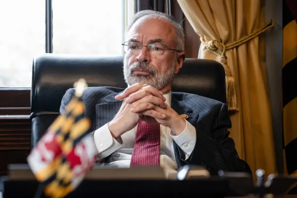 The chairman of the House Freedom Caucus, Rep. Andy Harris (R-Md.), speaks during an interview with The Epoch Times at his office on Capitol Hill in Washington on Nov. 20, 2024. (Madalina Vasiliu/The Epoch Times)