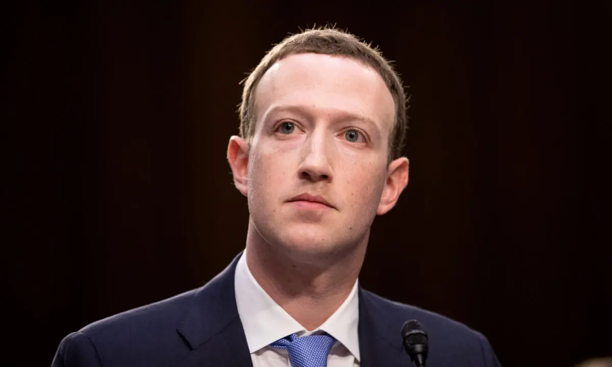 Facebook founder and CEO Mark Zuckerberg testifies at a Senate Judiciary and Commerce Committees Joint Hearing in Washington on April 10, 2018. (Samira Bouaou/The Epoch Times)