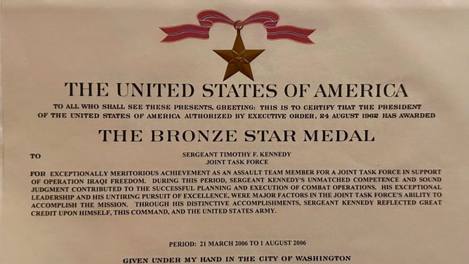 Tim Kennedy's Bronze Star citation. (Credit: Tim Parlatore)