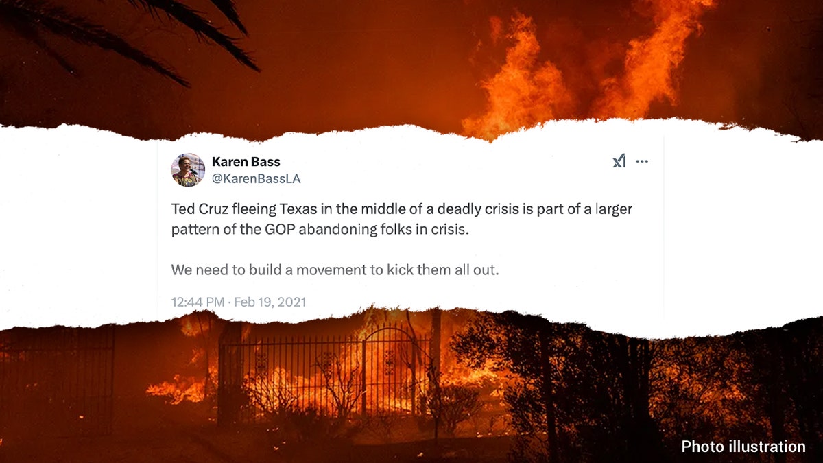 A 2021 tweet by LA Mayor Karen Bass on a photo of the 2025 California wildfires.