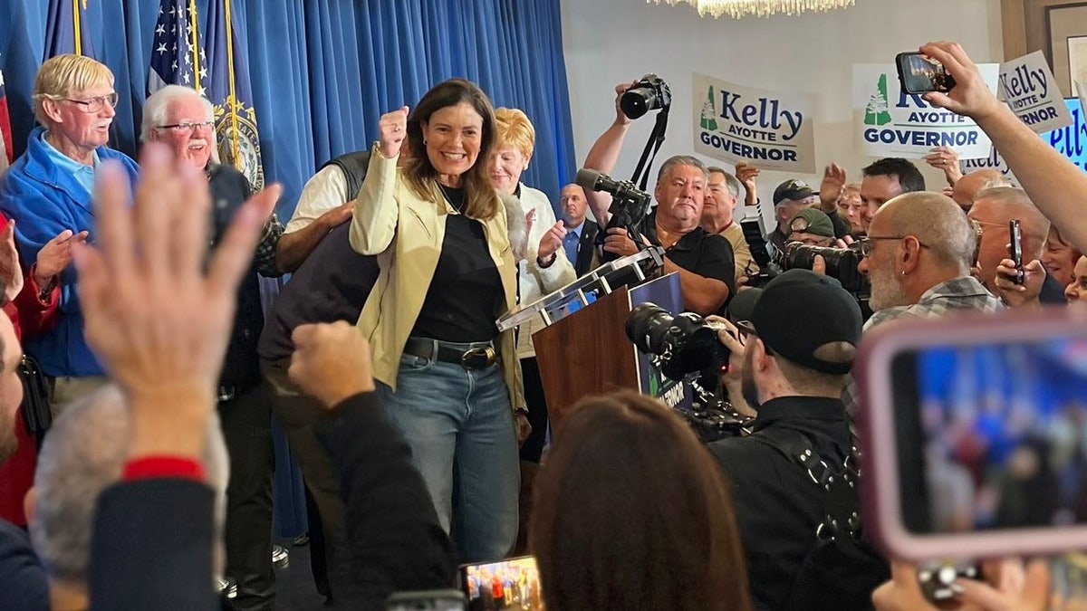 Former Sen. Kelly Ayotte, the Republican gubernatorial nominee in New Hampshire, celebrates her election victory for governor on Nov. 5, 2024.