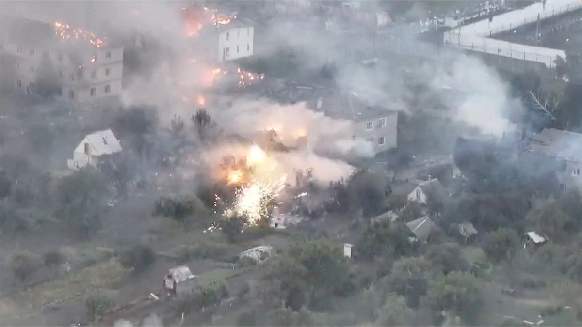 Ukrainian forces fight during military operations in the Kursk region in Malaya Loknya, Kursk Region, Russia, in this screen grab obtained from a handout video released on Aug. 20, 2024.