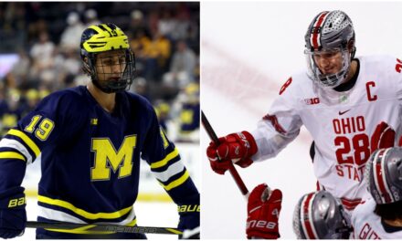 Michigan And Ohio State Take Their Rivalry To The Ice At Wrigley Field With Baseball-Inspired Uniforms