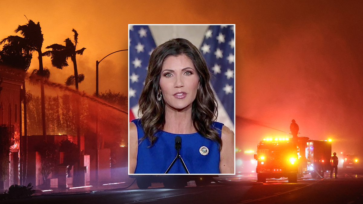 Firefighters and Noem