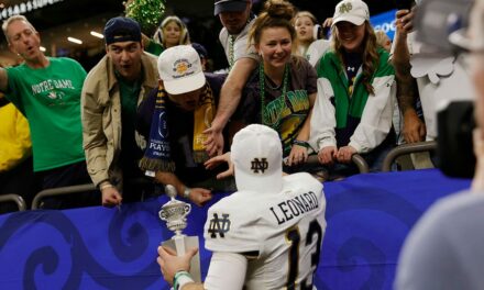 Notre Dame’s Riley Leonard thanks fans for coming to Sugar Bowl in New Orleans after terror attack