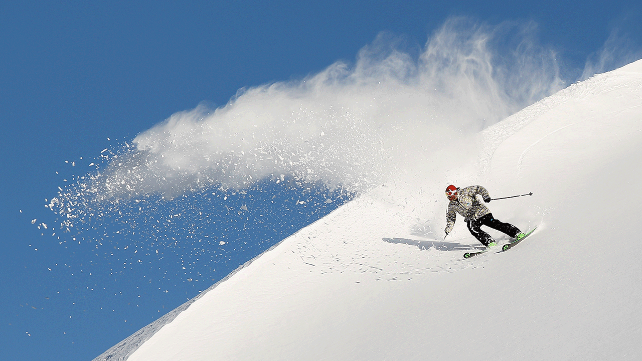 Skiing on mountain