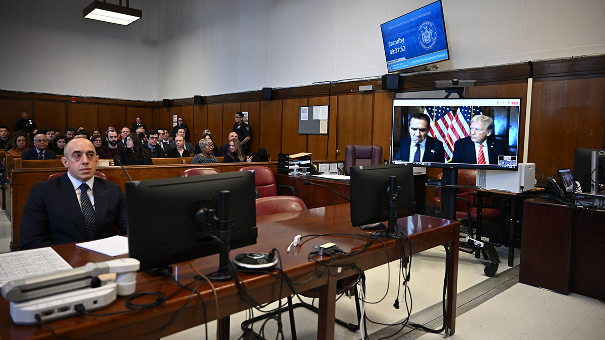 President-elect Donald Trump, right, in court virtually on Jan. 10, 2025.