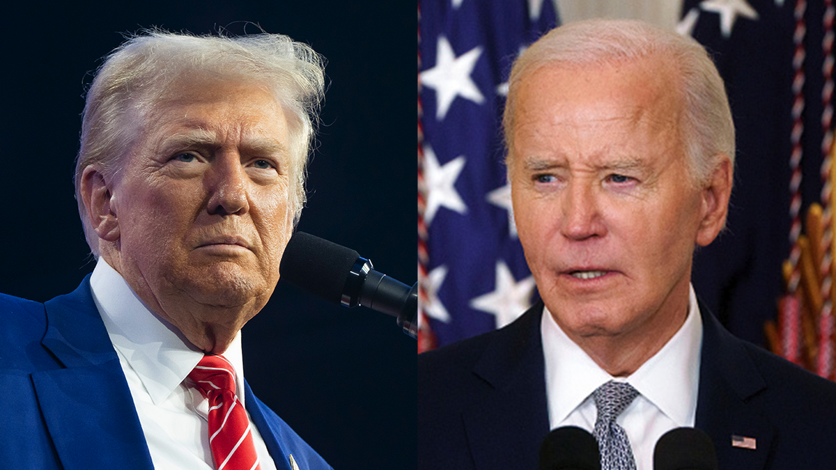 Donald Trump and Joe Biden split image