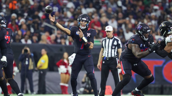 The Houston Texans host the Los Angeles Chargers Saturday in the 2025 AFC wild-card round at NRG Stadium. (Photo Credit: Troy Taormina-Imagn Images)