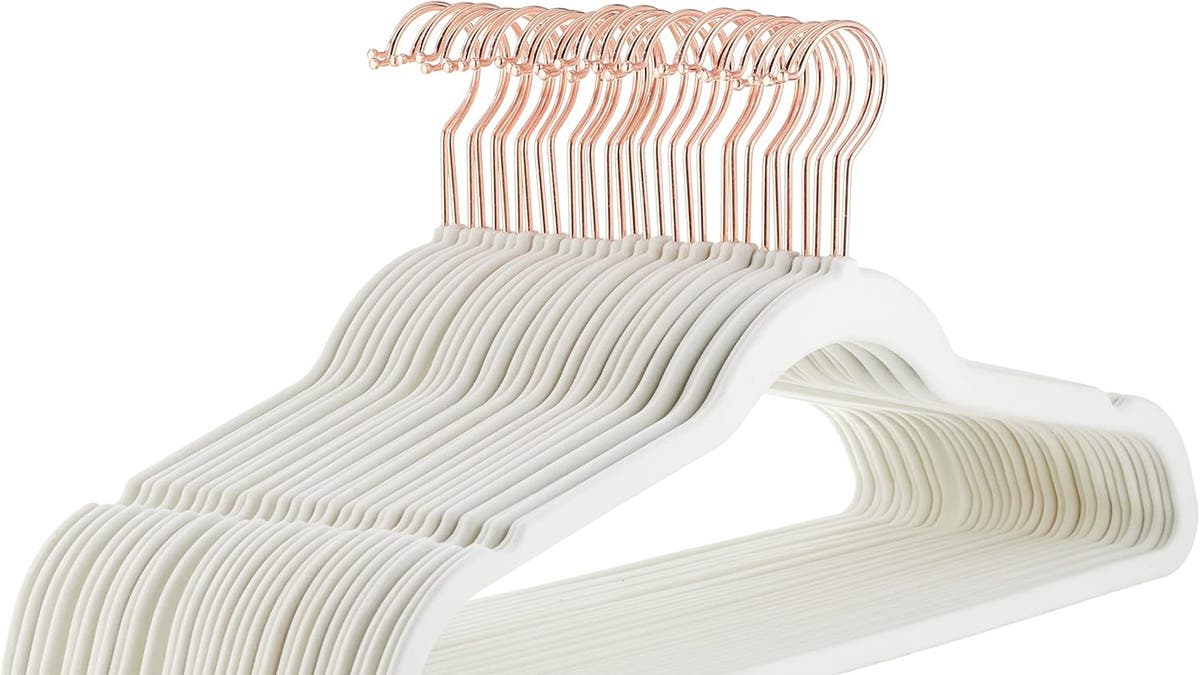 These anti-slip hangers keep your clothes hung.