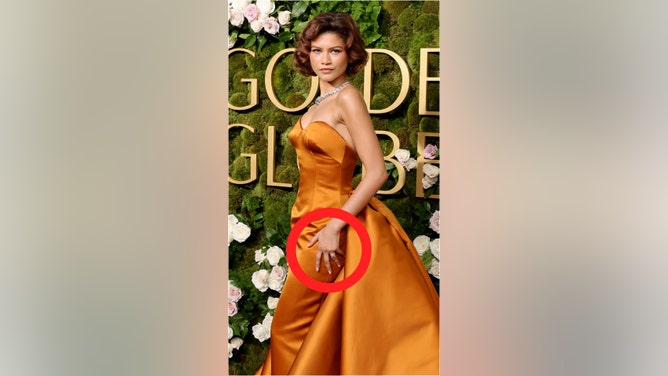 Zendaya rocked a massive engagement ring at the Golden Globes. (Photo by Amy Sussman/Getty Images)